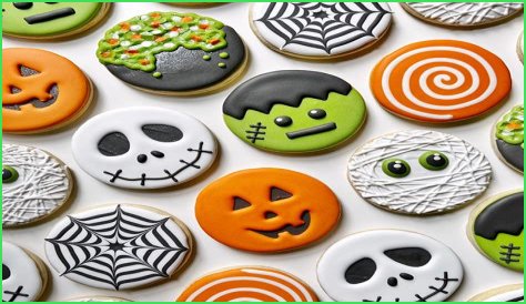 Decorating 20 different Halloween cookies with royal icing